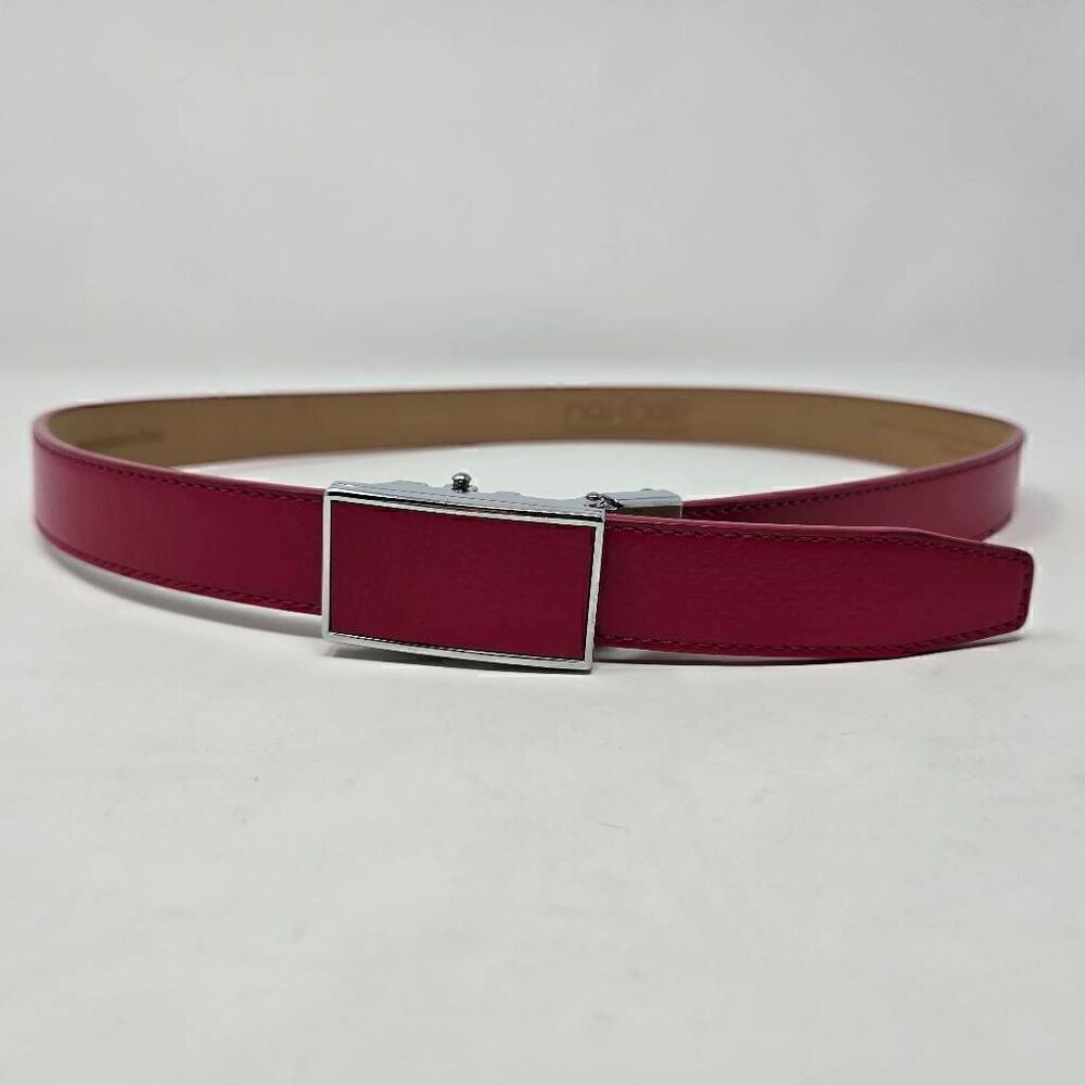 NEXBELT GOLF HIDDEN MARKER PINK LEATHER WOMENS BELT NO HOLES SIZE 00-8 EUC